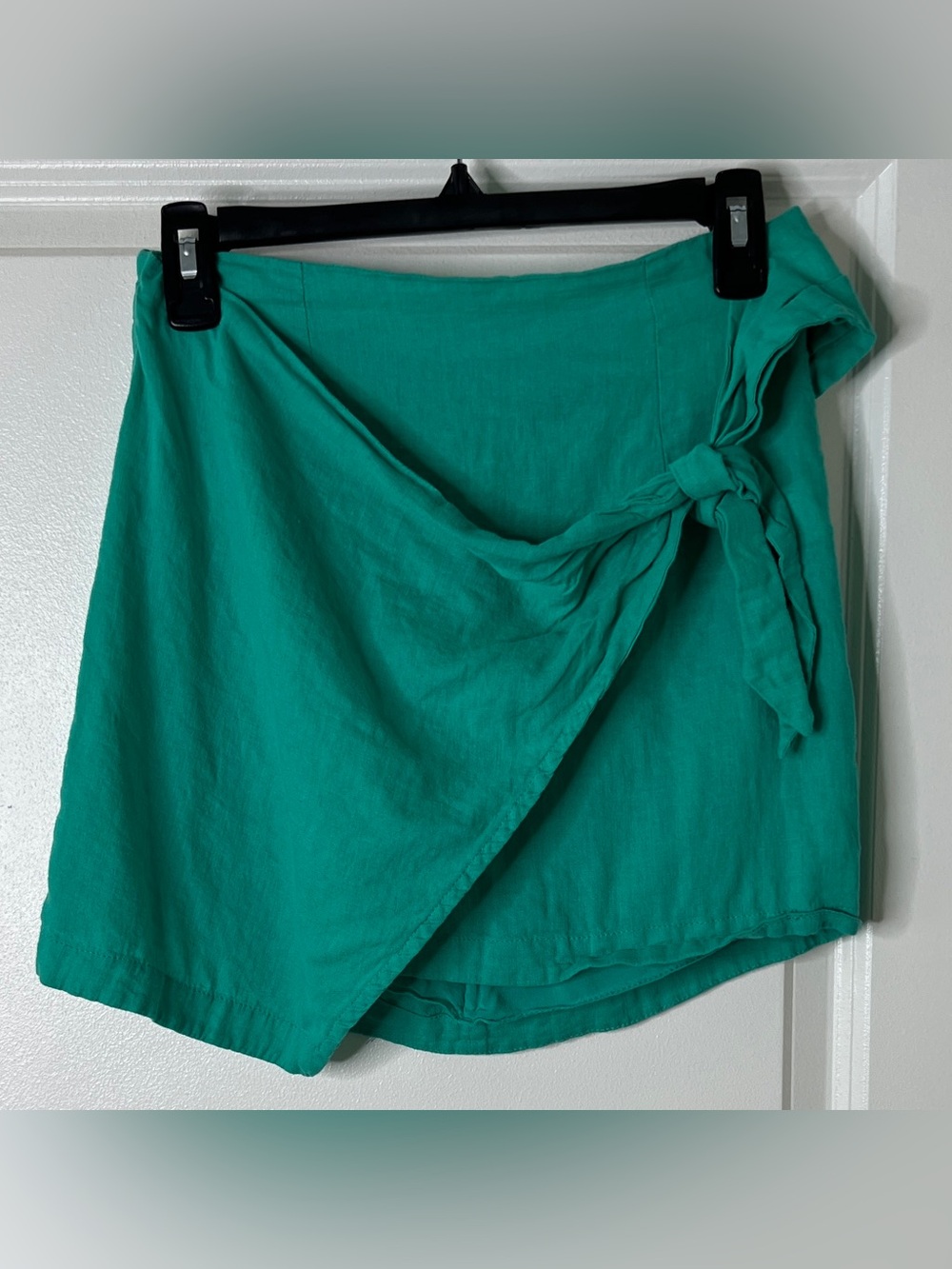 ViX Paula Hermanny Green Linen‎ Blend Wrap Skirt